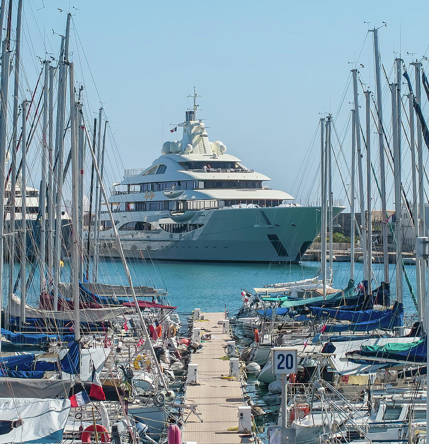 Mega yacht in Antibes Photograph by Jean-Luc Farges