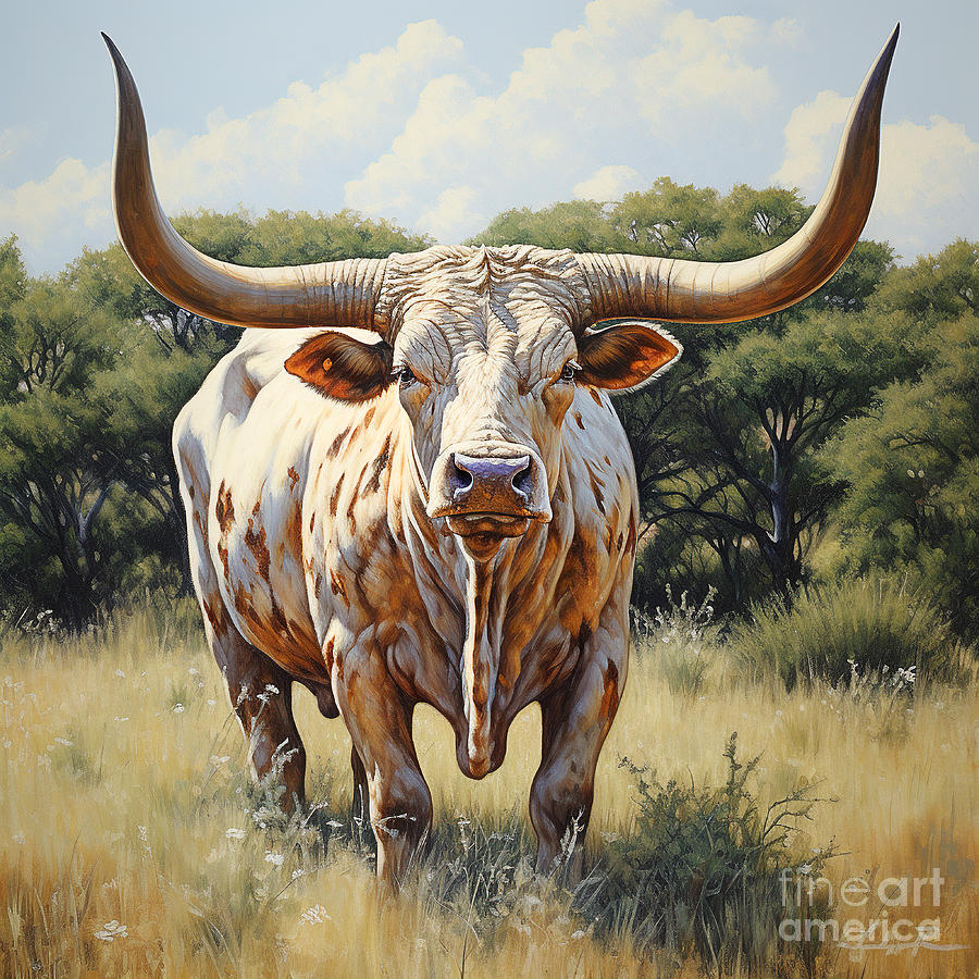 Mejestic Longhorn Bull Digital Art by Elisabeth Lucas - Fine Art America