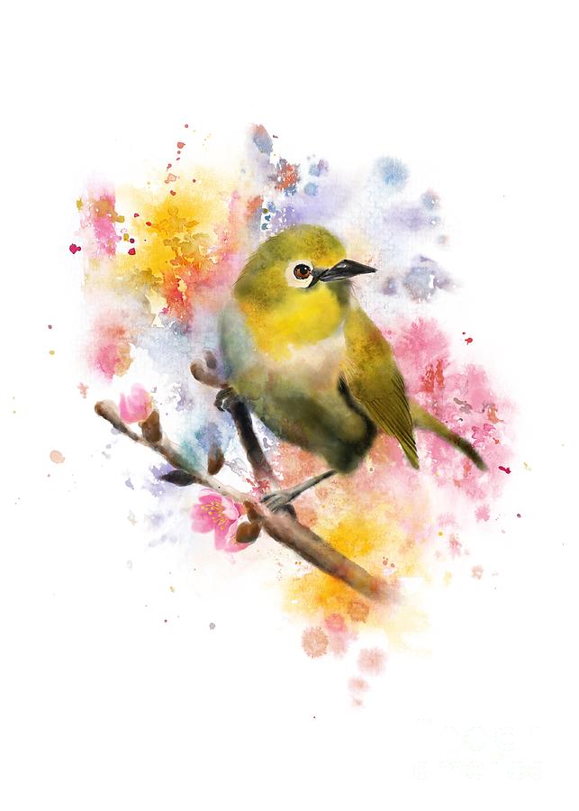 Mejiro, Yellow Bird Digital Art by Chiho Watanabe