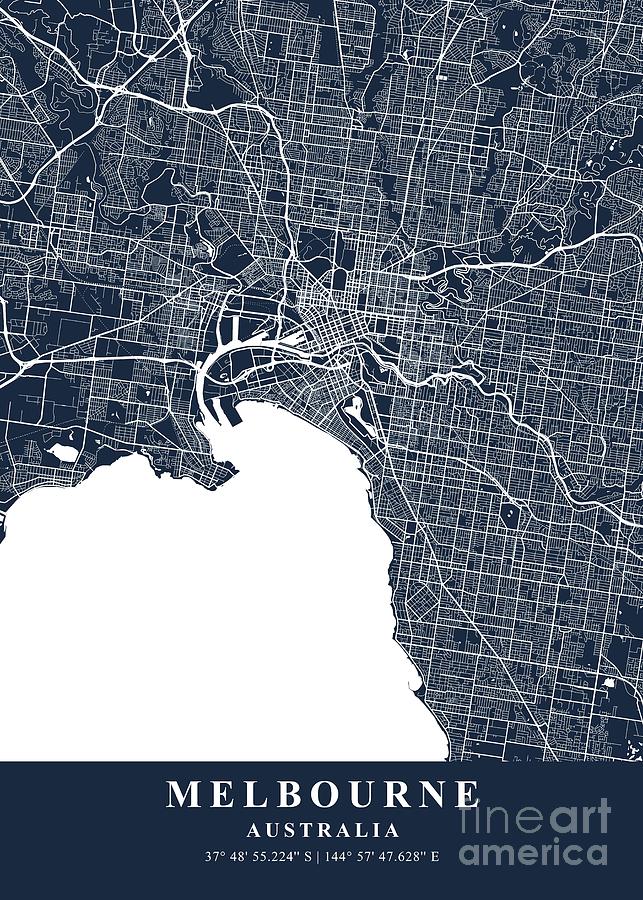 Melbourne - Australia Blueprint Plane Map Photograph by Tien Stencil ...