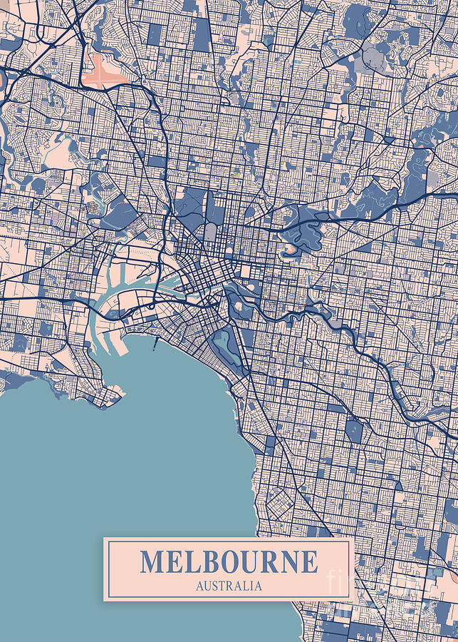 Melbourne - Australia Breezy City Map Digital Art by Tien Stencil - Pixels