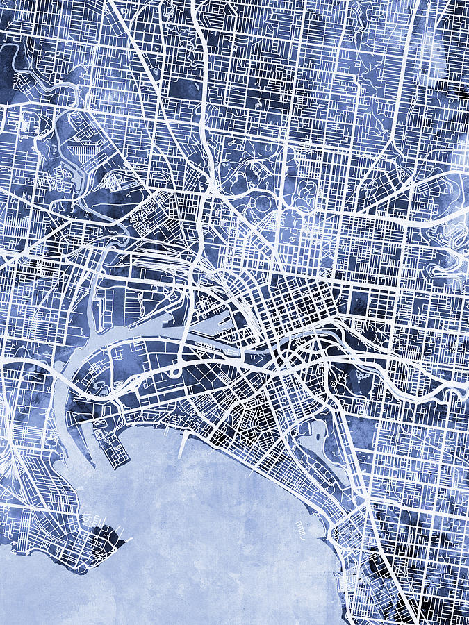 Melbourne Australia City Street Map #51 Digital Art by Michael Tompsett
