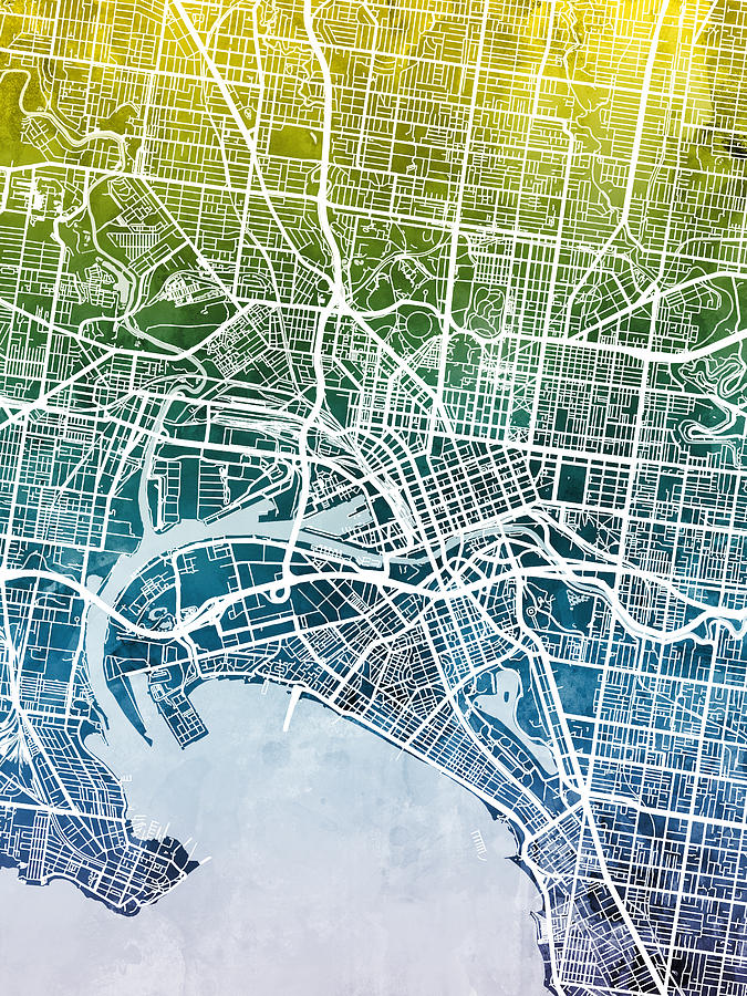 Melbourne Australia City Street Map #52 Digital Art by Michael Tompsett