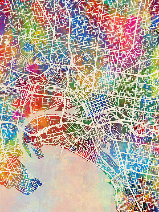 Melbourne Digital Art - Melbourne Australia City Street Map by Michael Tompsett