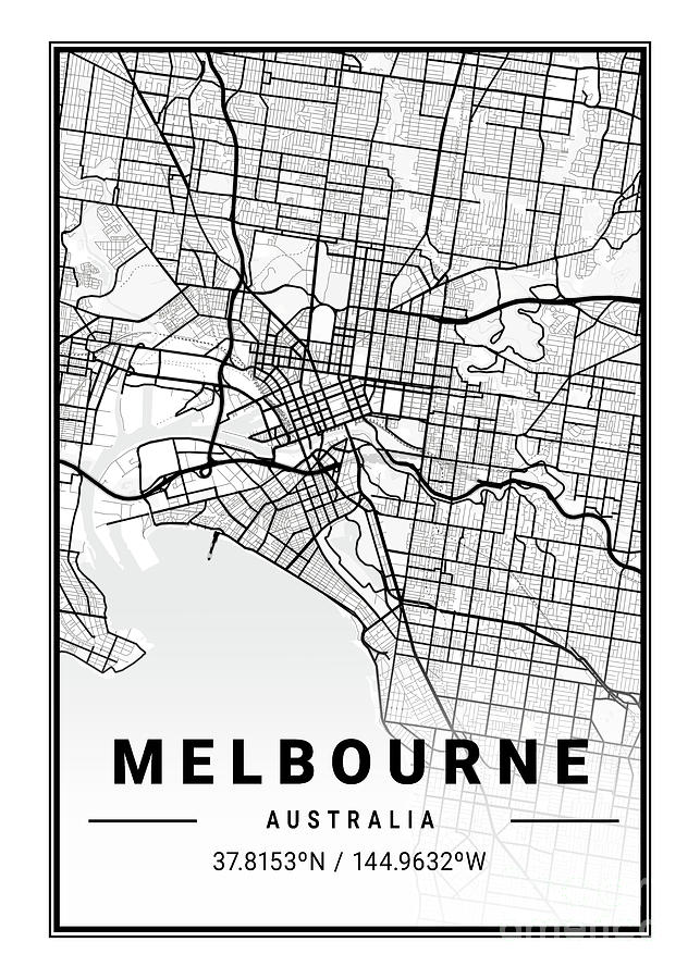 Melbourne - Australia Light City Map Digital Art by Tien Stencil - Fine ...