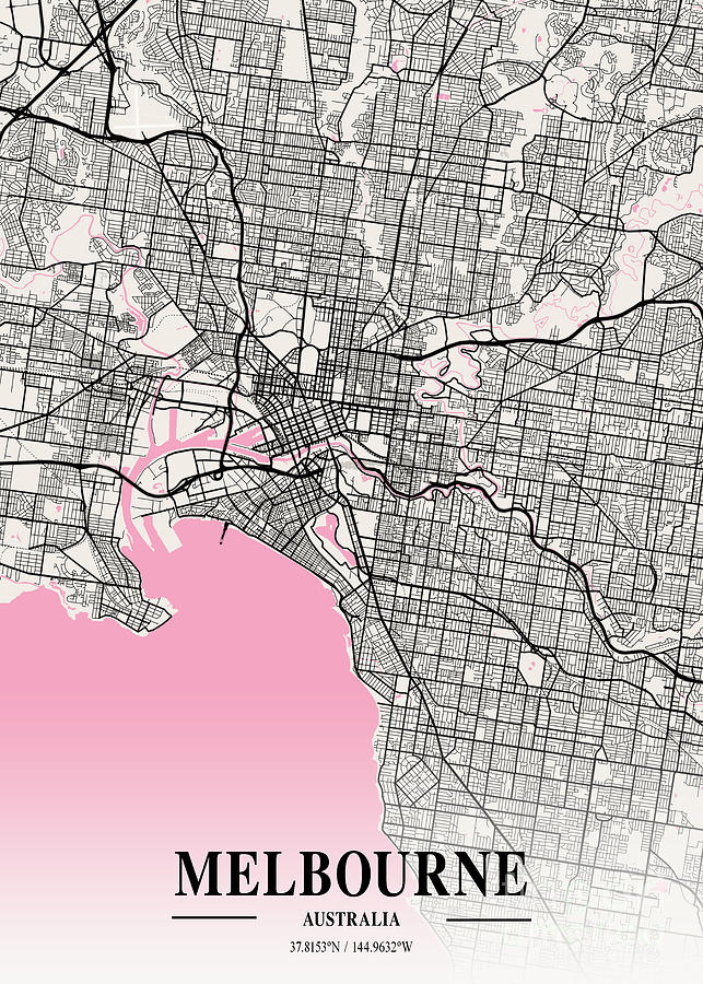 Melbourne - Australia Neapolitan City Map Digital Art by Tien Stencil ...