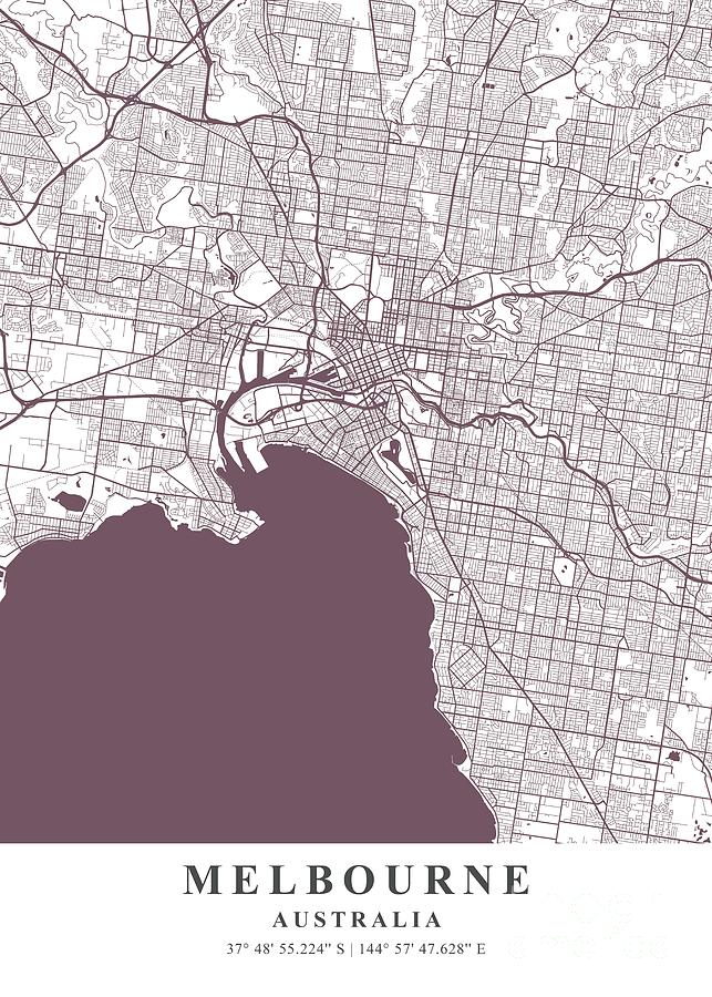 Melbourne - Australia Orchid Plane Map Photograph by Tien Stencil ...