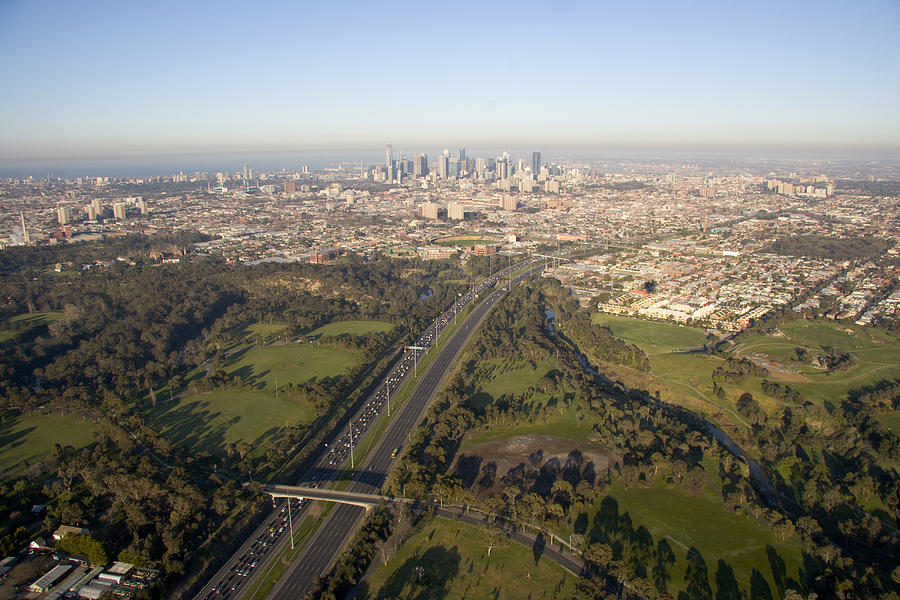 Melbourne city skyline and eastern freeway Photograph by Ascione