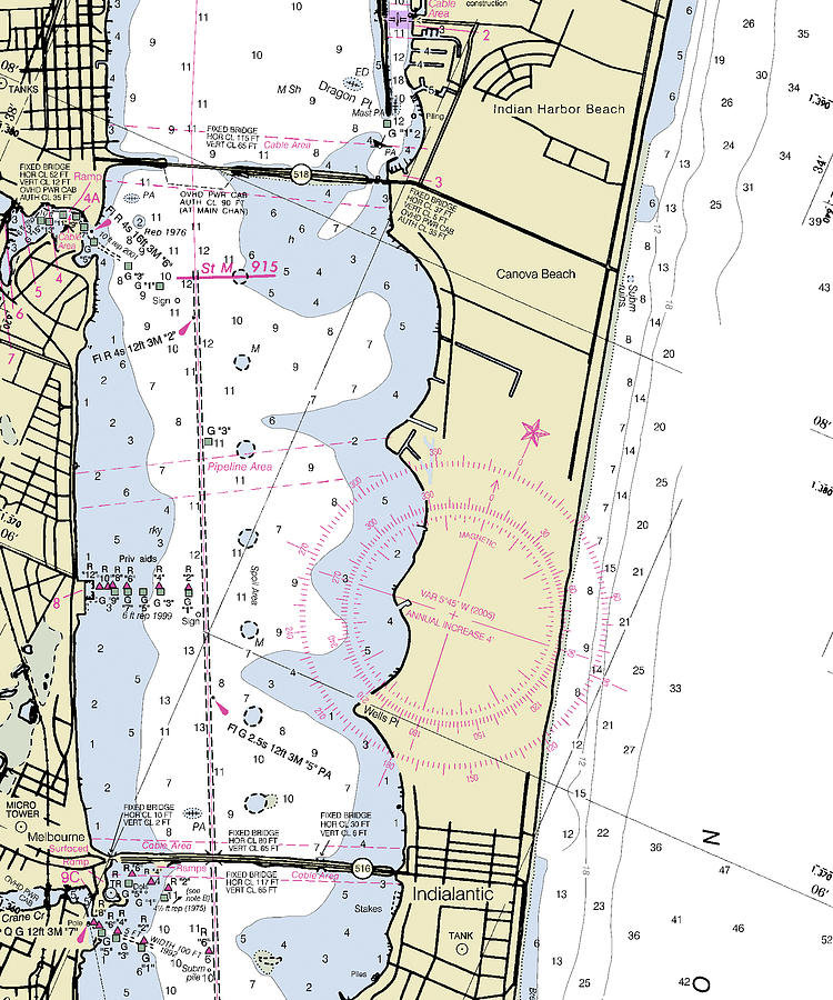 Melbourne Florida Nautical Chart Digital Art by Bret Johnstad - Fine ...