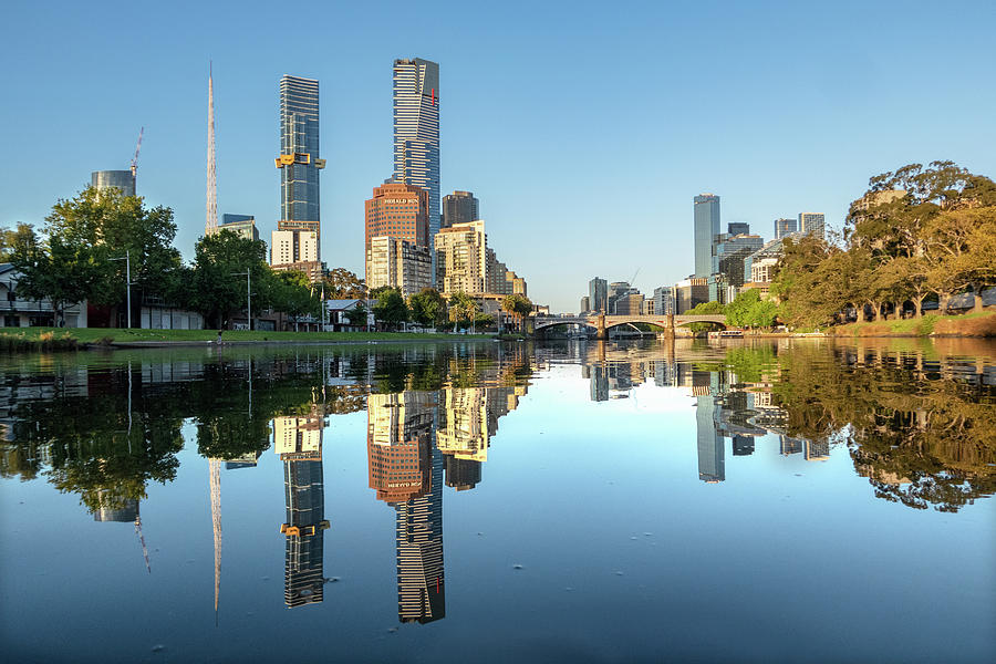 Skyline Photograph - Melbourne mirror by Leigh Henningham