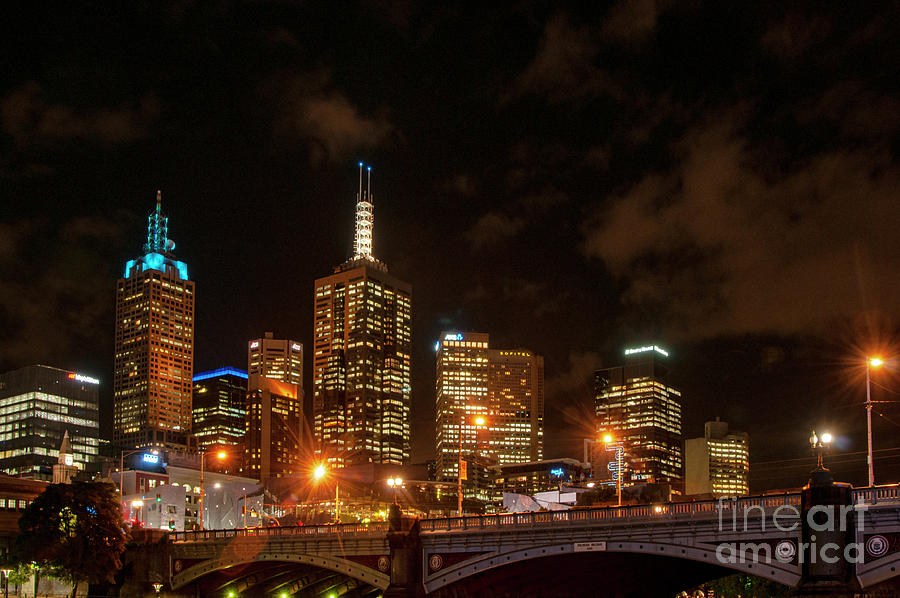 Melbourne Skyline After Dark  Photograph by Bob Phillips