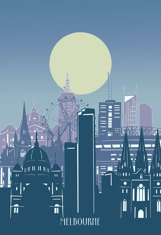 Melbourne Skyline Minimal 2 Digital Art by Bekim M - Fine Art America