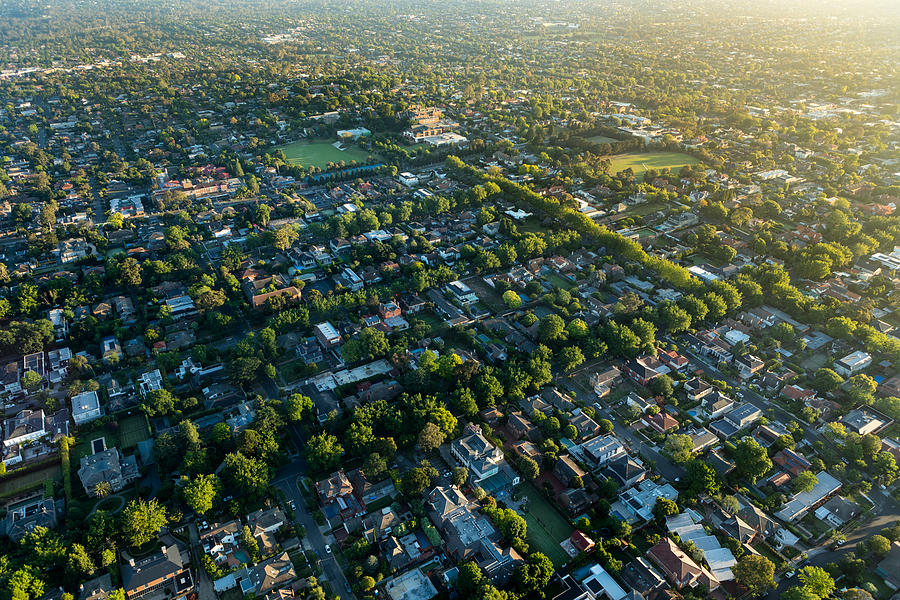 Melbourne suburb in the sunrise Photograph by Visualspace