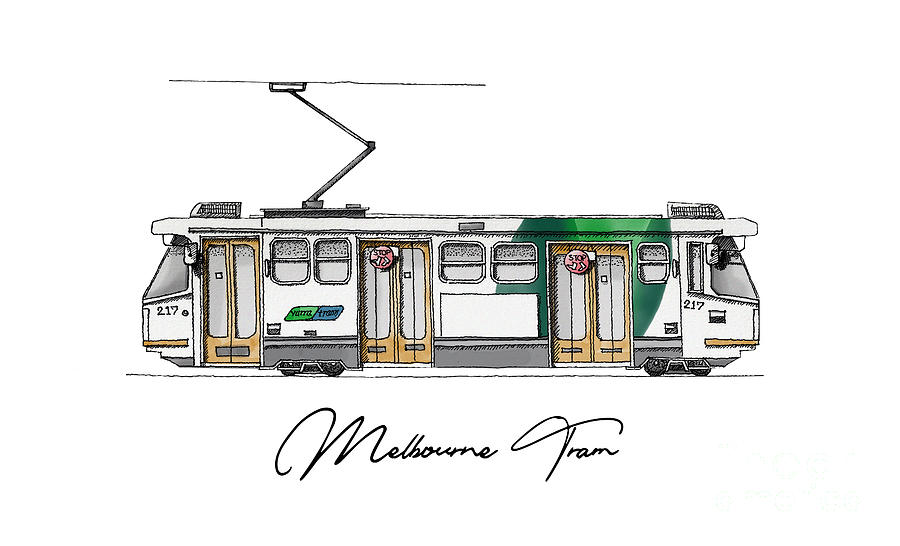 Melbourne Digital Art - Melbourne Tram by Landscafe