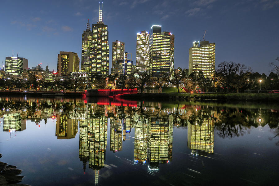 Melbourne twilight reflections  Photograph by Leigh Henningham