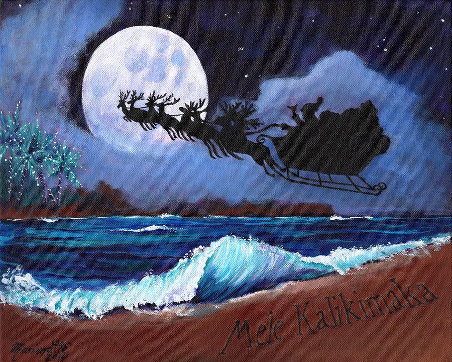 Mele Kalikimaka from the Beach Painting by Marionette Taboniar
