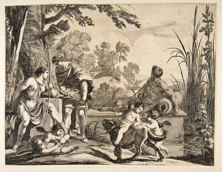 Meleager and Atalanta Drawing by Francois Chauveau