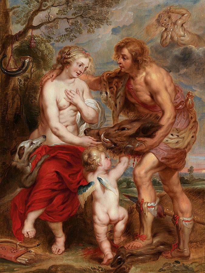 Rubens Painting - Meleager presenting the head of the Calydonian boar to Atalanta by Peter Paul Rubens