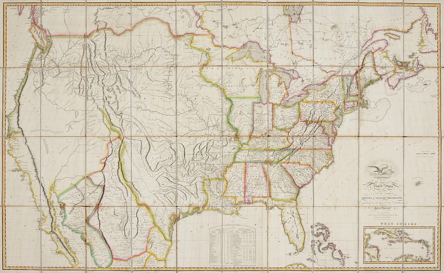 MELISH, John 1771-1822. Map of the United States with the contiguous ...