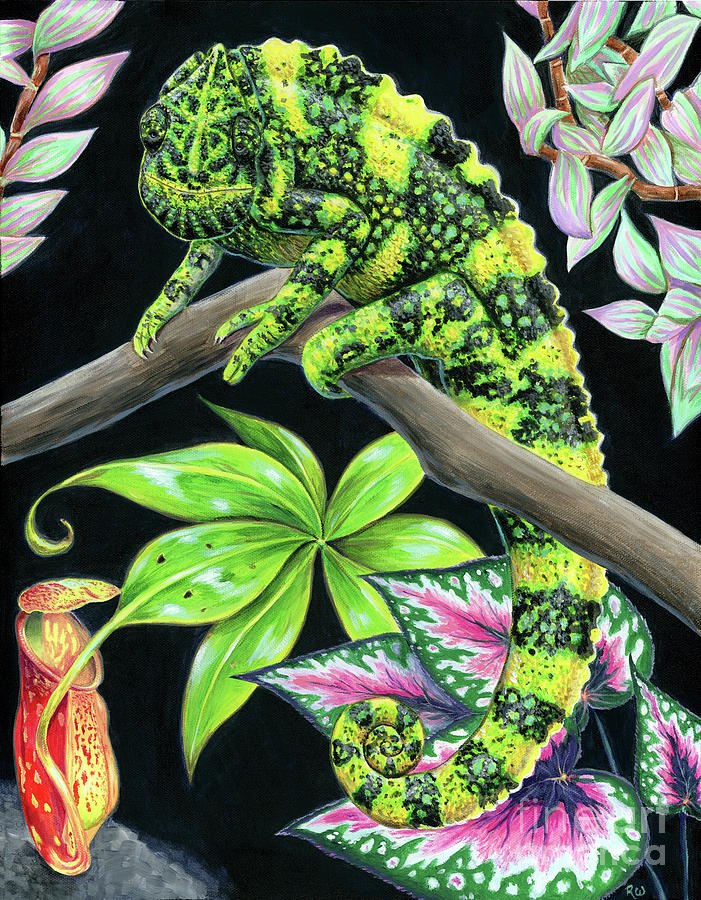 Mellers Chameleon Painting by Rebecca Wang