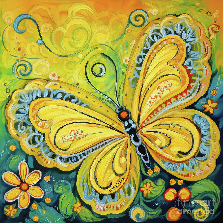 Butterfly Painting - Mellow Yellow Butterfly by Tina LeCour