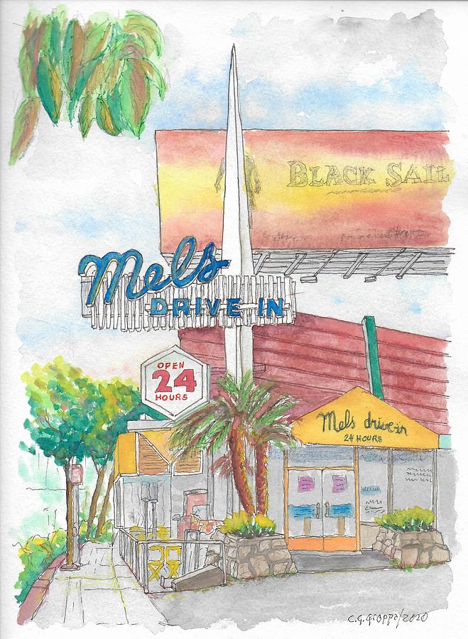 Mels Drive In, Sunset Plaza, West Hollywood, CA Painting by Carlos G Groppa