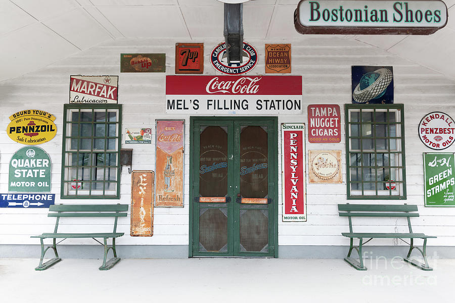 Vintage Photograph - Mels Filling Station - Charleston South Carolina - Slice of Americana by Dale Powell
