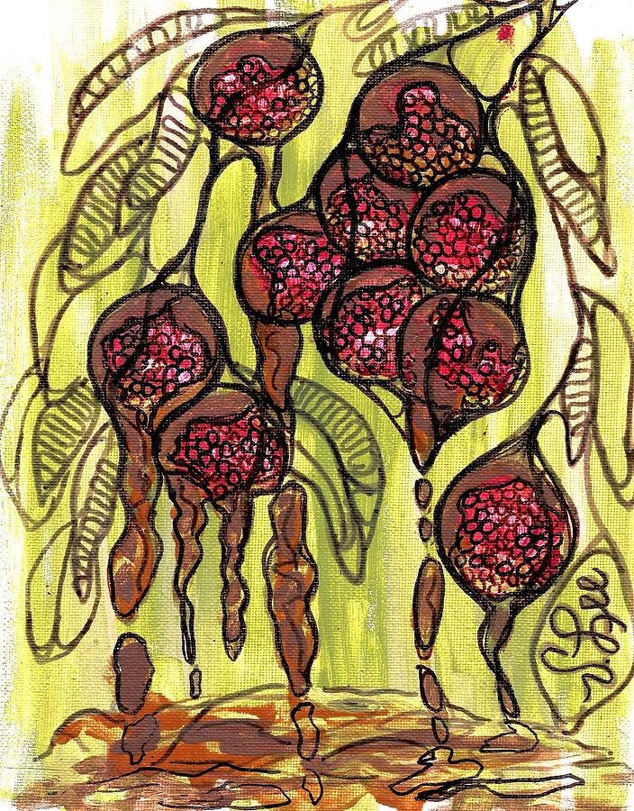Melting Chocolate Covered Raspberries---Neurographic Mixed Media by VLee Watson