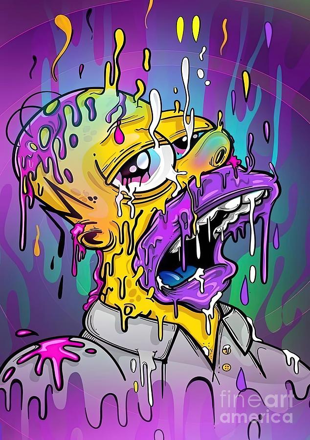 Melting Homer Painting by Damien Clarke | Fine Art America