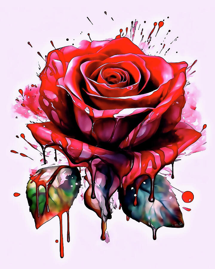 Melting Red Rose Digital Art by Chris Bee