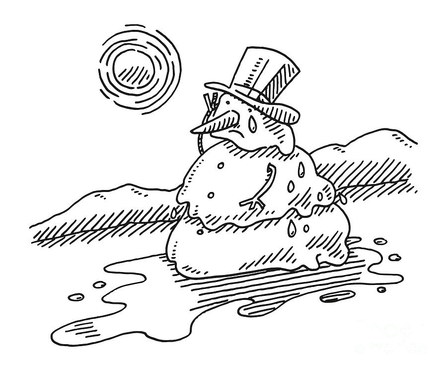 Melting Snowman Drawing Drawing by Frank Ramspott - Pixels