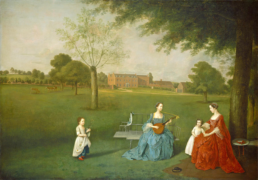 Members of the Maynard Family in the Park at Waltons Painting by Arthur Devis