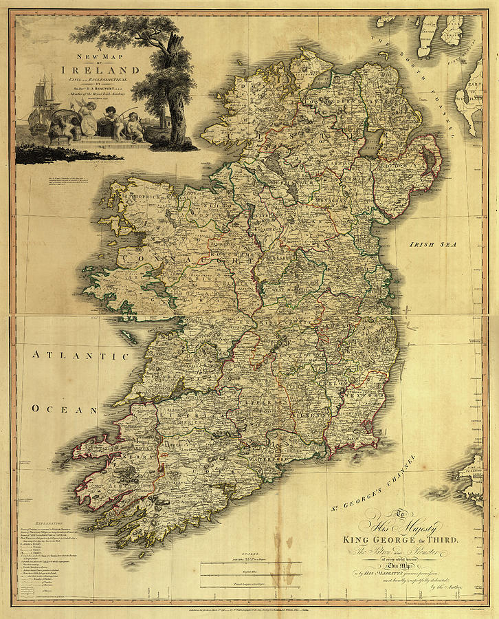 Memoir Map of Ireland 1797 Drawing by Vintage Maps - Fine Art America