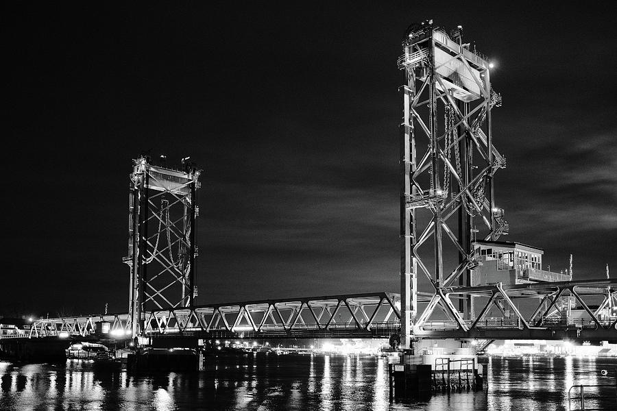 Memorial Bridge, A Night In Monochrome. Photograph by Jeff Sinon