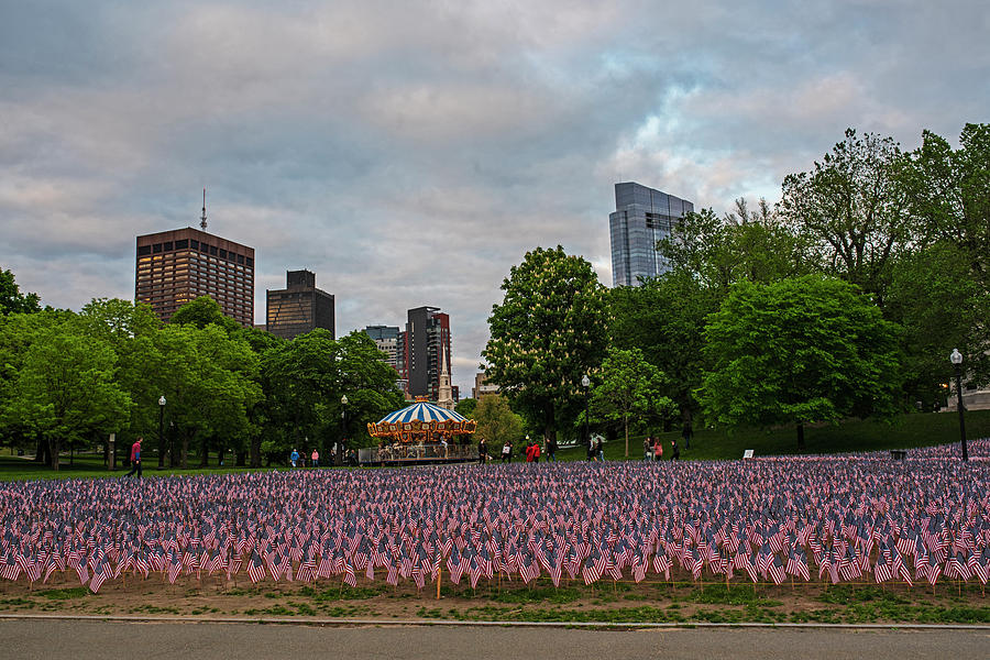 Memorial Day on the Boston Common Flags Carousel Photograph by Toby McGuire