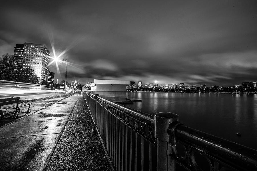 Memorial Drive Charles River Boston MA Massachusetts Black and White Photograph by Toby McGuire