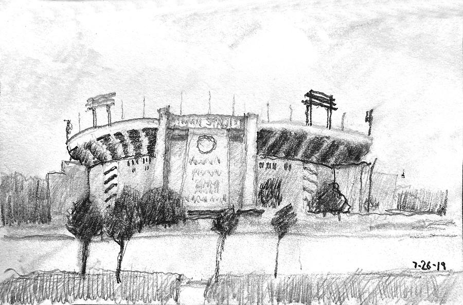 Memorial Stadium study Drawing by David Zimmerman - Fine Art America