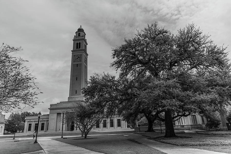 Memorial Tower Black and White with paths Photograph by John McGraw