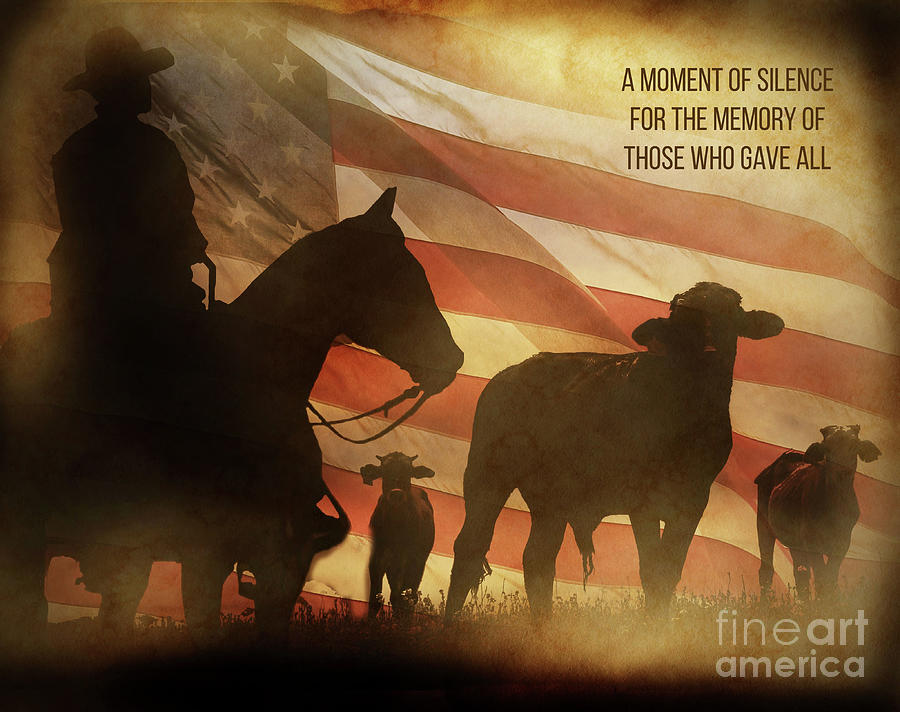 Memorial with American Flag and Cowboy Country Western Photograph by Stephanie Laird