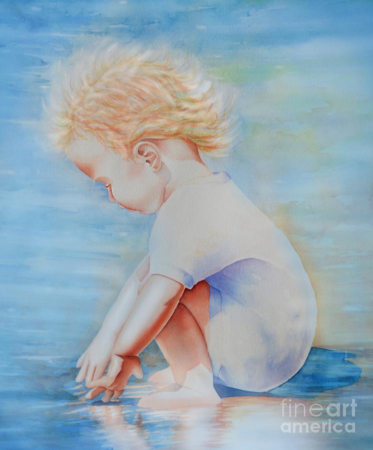 Memories Of You - Watercolor Painting, Child On Beach Painting By H Cooper