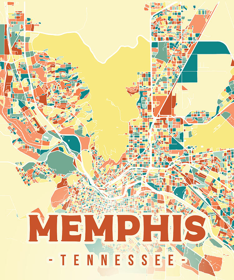 Memphis map in mosaic colors Digital Art by Alexandru Chirila - Pixels