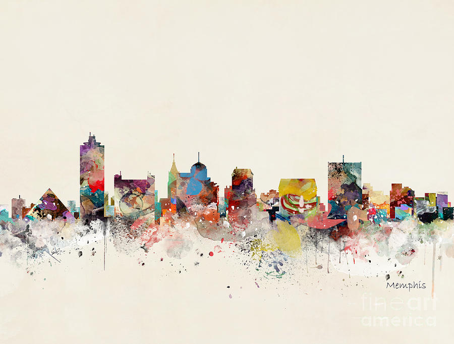 Memphis Skyline Painting by Bri Buckley