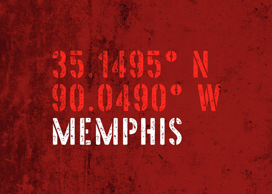 Memphis Mixed Media - Memphis Tennessee City Coordinates Grunge Distressed Vintage Typography by Design Turnpike