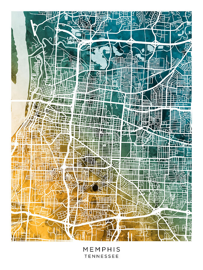 Memphis Tennessee City Map #72 Digital Art by Michael Tompsett - Fine