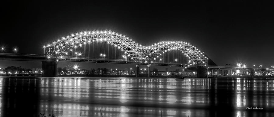Memphis Tn Hernando De Soto Bridge B W M Bridge Dolly Parton Bridge Night Architectural Art Photograph
