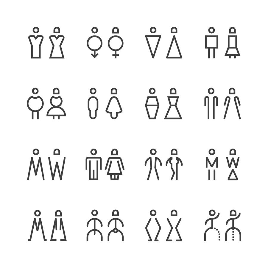 Men & Women Icon - Line Series Drawing by Rakdee