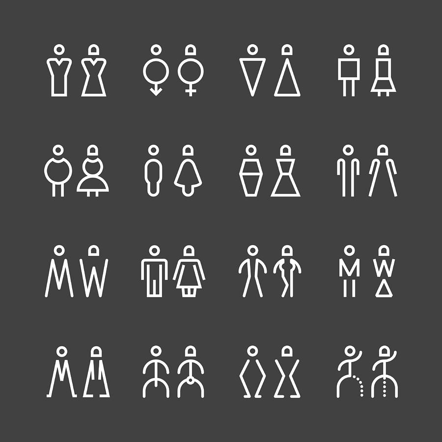 Men & Women Icon - White Line Series Drawing by Rakdee