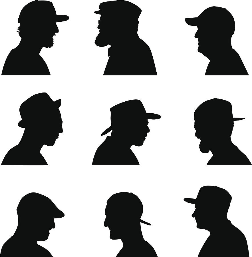 Men Heads With Hats Drawing by RobinOlimb