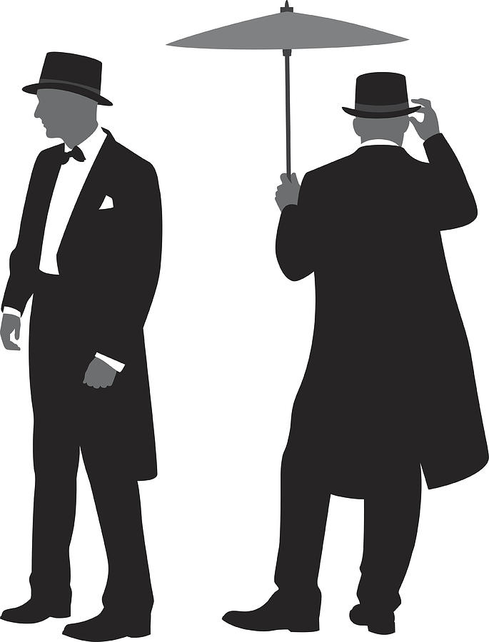 Men in Tuxedos Silhouettes 2 Drawing by JakeOlimb