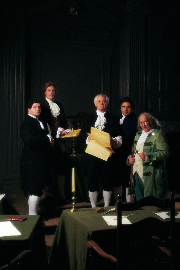 Men portraying Founding Fathers Photograph by Comstock
